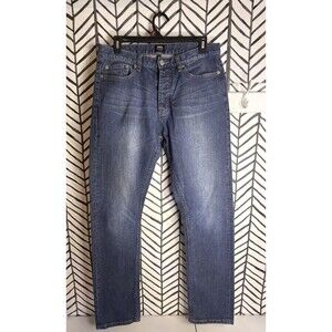 Obey Dark Blue Standard Straight Button Fly Jeans Mens 31 Waist 30.5 Length 7025